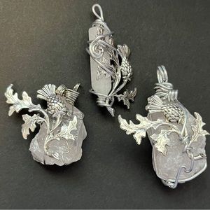 Scottish thistle xmas decoration set, purple Scottish thistle crystal yule gift